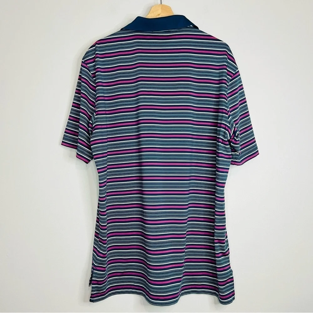 Peter Millar Blue/Pink Stripped Summer Comfort Polo M